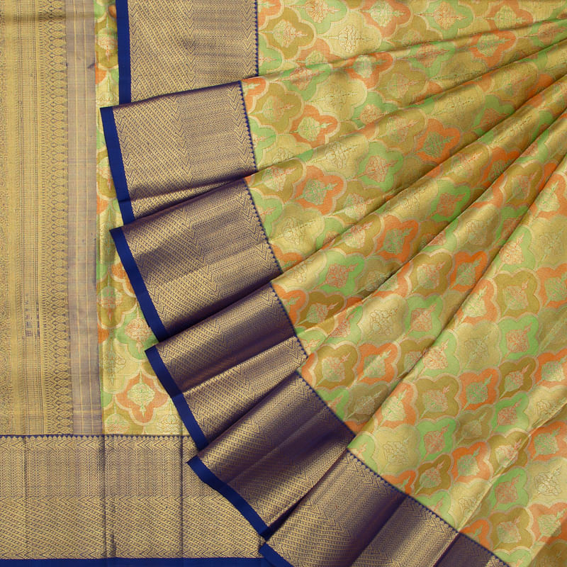 Kanchipuram Silk Tissue Brocade Pastel Green Saree