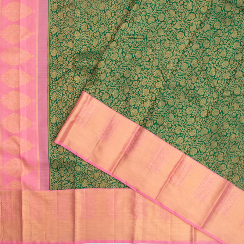 Kanchipuram Silk Jaal Green Saree