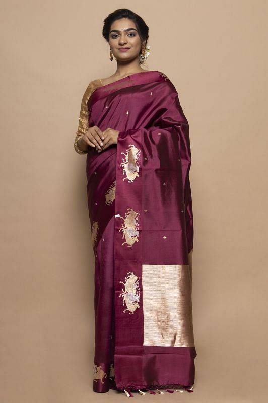 Banarasi Silk Katan Butta Purple Saree