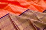 Kanchipuram Silk Checks And butta Pastel Orange Saree