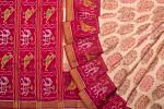 Semi Patan Patola Silk Printed Cream Saree With Attached Ikat Border