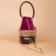 Zardosi Embroidery Magenta Pink Potli Bag By Kankatala