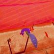 Paithani Silk Checks Orange Saree With Akruthi Border