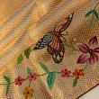 Petit Point Kanchipuram Silk Tissue Diagonal Lines Gold Saree