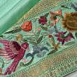 Parsi Gara X Banarasi Silk Plain Sea Green Saree