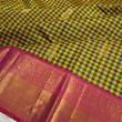 Kanchipuram Silk Checks And Butta Yellow Saree