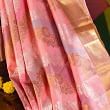 Kanchipuram Silk Leheriya Jaal Rangkat Pink Saree