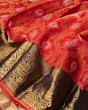 Kanchipuram Silk Jaal and Butta Red Saree