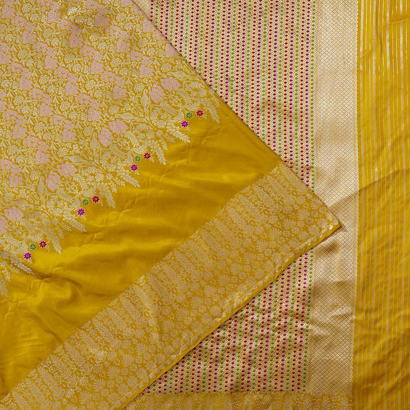 Banarasi Silk Brocade Yellow Saree | Kankatala