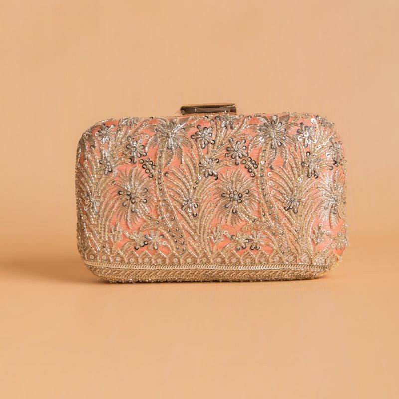 Zardosi Embroidery Pink Clutch By Kankatala