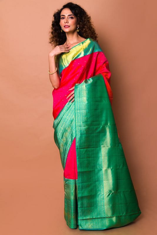 Kanchipuram Silk Butta Pink Saree