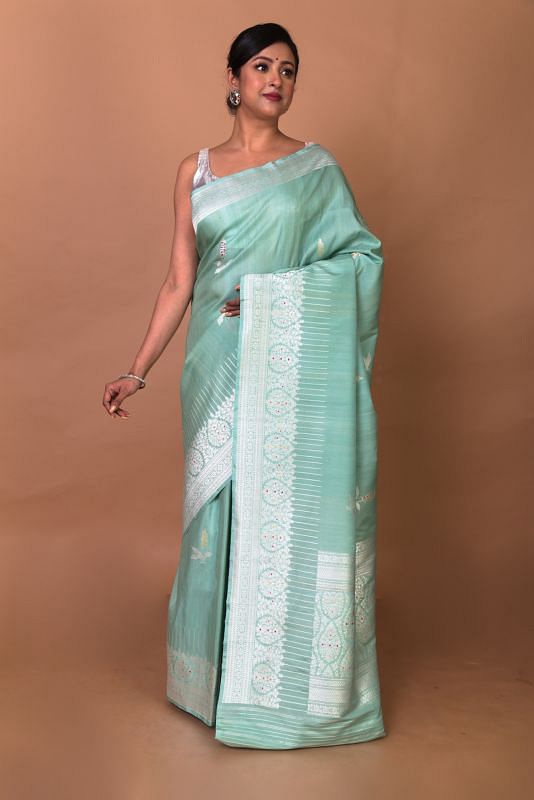 Banarasi Silk Butta Pastel Green Saree