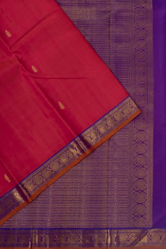 Classic Kanchipuram Silk Butta Dual Pink And Orange Saree