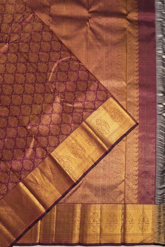 Kanchipuram Silk Tissue Brocade Maroon Saree