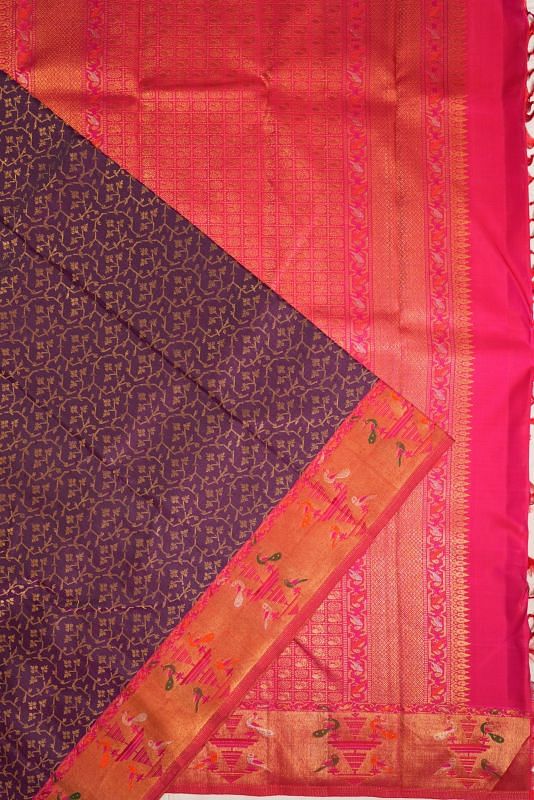 Kanchipuram Silk Brocade Purple Saree