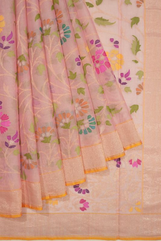 Banarasi Cotton All Over Jamdani Baby Pink Saree