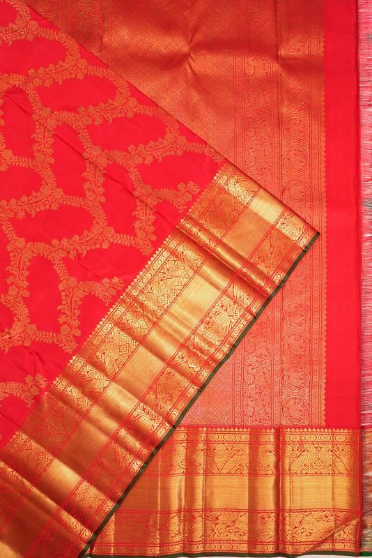 Kanchipuram Silk Jaal Red Saree