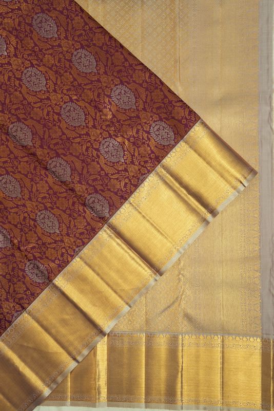 Kanchipuram Silk Brocade Purple Saree