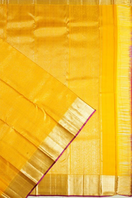 Kanchipuram Silk Brocade Yellow Saree