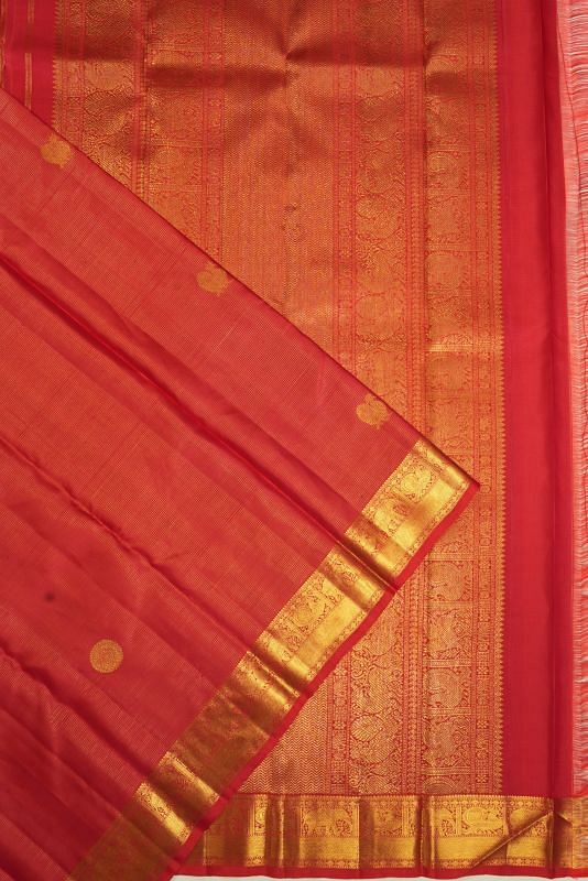 Kanchipuram Silk Oosi Lines And Butta Maroon Saree