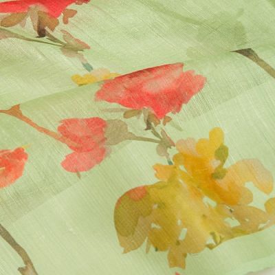 Matka Silk Floral Printed Green Saree