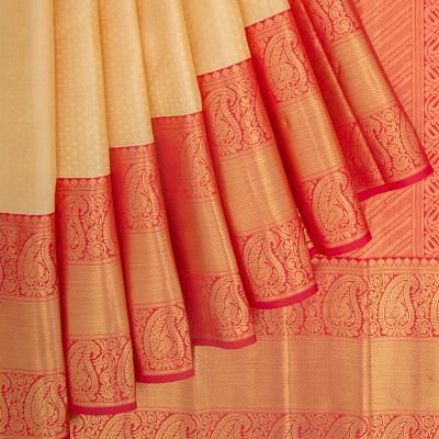 Kanchipuram Silk Brocade Cream Saree