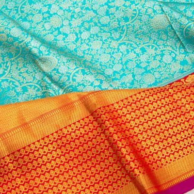 Kanchipuram Silk Brocade Sky Blue Saree