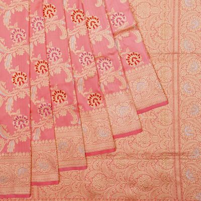 Banarasi Silk Kadwa Jaal Pastel Pink Saree