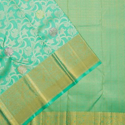 Kanchipuram Silk Brocade Sea Green Saree