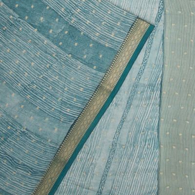 Chanderi Silk Printed And Butta Blue Saree