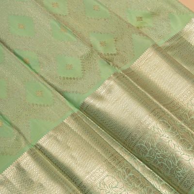 Kanchipuram Silk Brocade Pista Green Saree