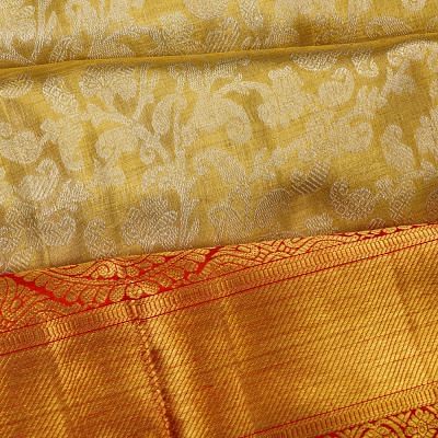 Kanchipuram Silk Tissue Brocade Gold Saree