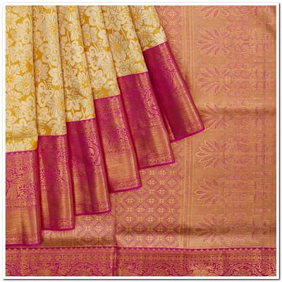 Kanchipuram Silk Tissue Brocade Gold Saree