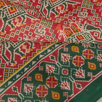 Spun Silk Block Printed Red Saree