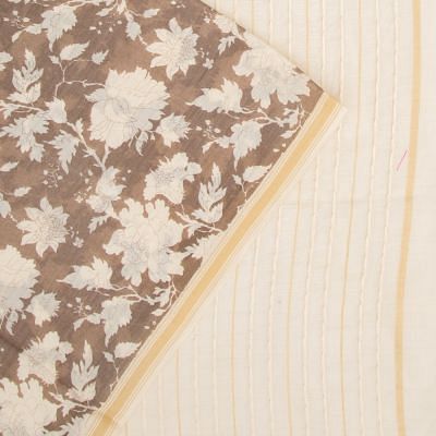 Mul Cotton Floral Printed Brown Saree