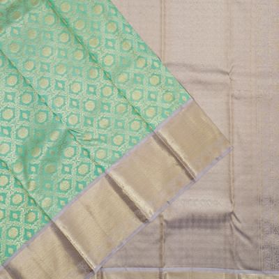 Kanchipuram Silk Jaal And Butta Pastel Green Saree