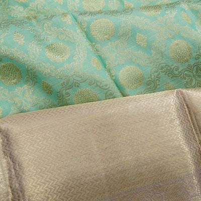 Kanchipuram Silk Jaal And Butta Pastel Green Saree