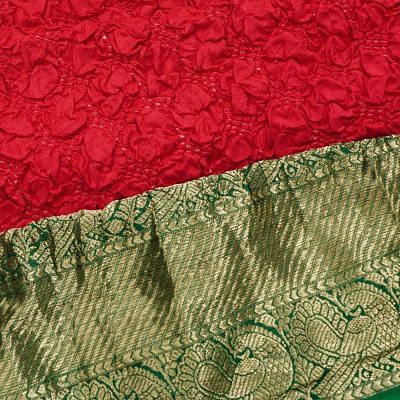 Kanchipuram Silk Bandhani Red Saree