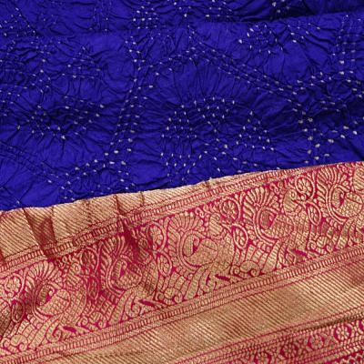 Kanchipuram Silk Bandhani Royal Blue Saree