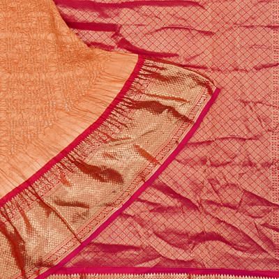 Kanchipuram Silk Bandhani Orange Saree