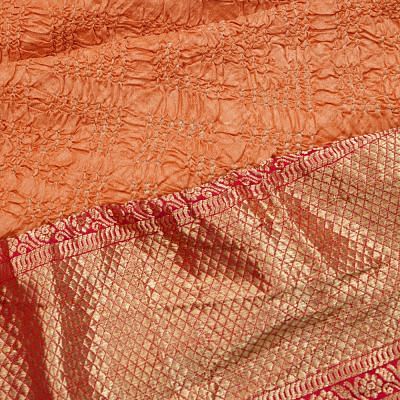 Kanchipuram Silk Bandhani Orange Saree