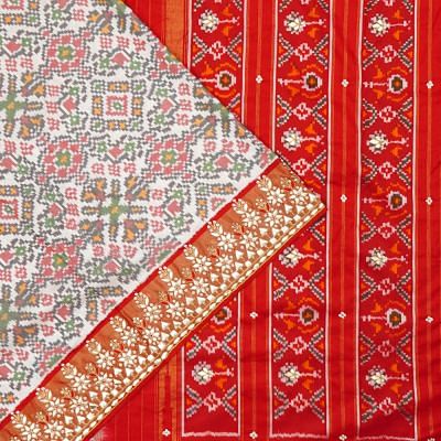 Pochampally Silk Ikat White Saree With Zardosi Work Border