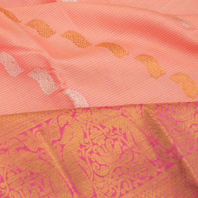 Kanchipuram Silk Lines And Butta Peach Saree