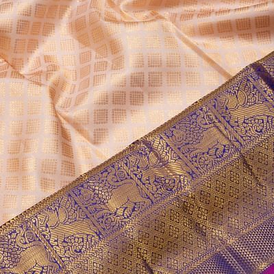 Kanchipuram Silk Brocade Cream Saree