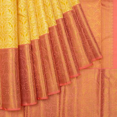 Kanchipuram Silk Brocade Yellow Saree