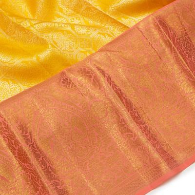 Kanchipuram Silk Brocade Yellow Saree