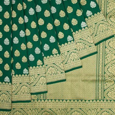 Banarasi Silk Kadwa Butta Green Saree