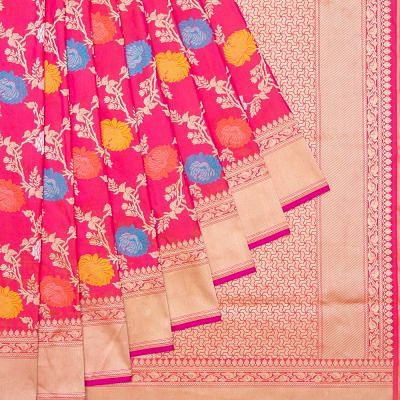 Banarasi Silk Jamdani Jaal Pink Saree