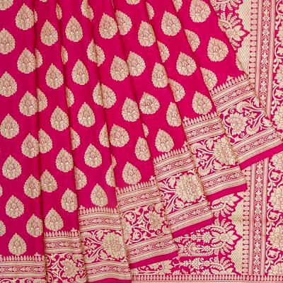 Banarasi Satin Silk Butta Pink Saree