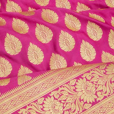 Banarasi Satin Silk Butta Magenta Pink Saree